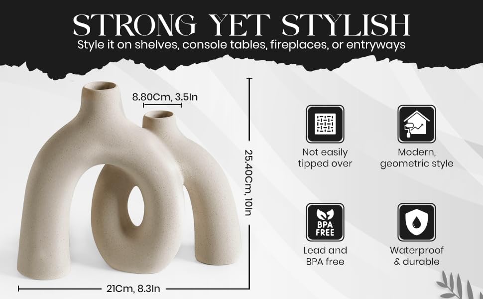 Ceramic Hug Vase Modern Donut Style Decor for Home