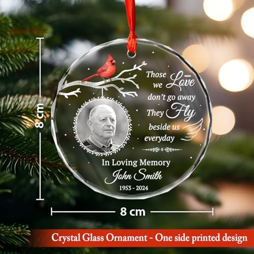 Personalized Glass Ornament for Dad Mom - Sympathy Memorial Keepsake