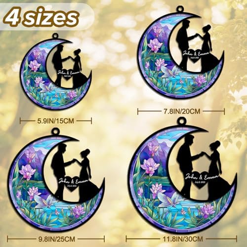 Custom Stained Glass Wedding Suncatcher - Personalized Couple Names Date