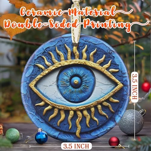 35 Inch Ceramic Greek Evil Eye Christmas Ornament