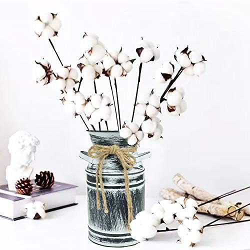 Black Metal Galvanized Flower Vase with Rope for Rustic Decor