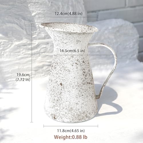 Vintage Flower Vase Rustic Farmhouse Decor Metal Pitcher