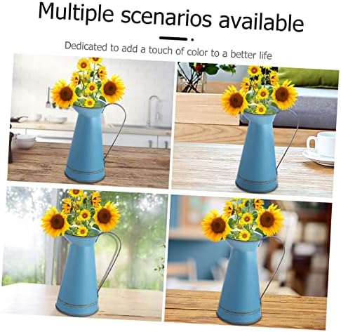 STOBAZA Multifunctional Blue Iron Flower Bucket Decor Vase