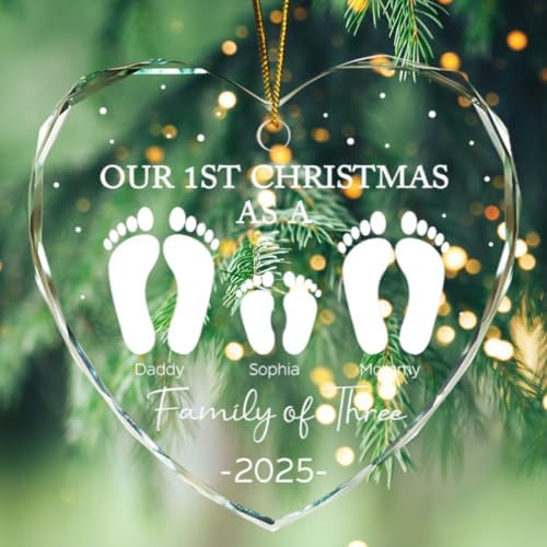 Our First Christmas Family of 4 Footprint Ornament
