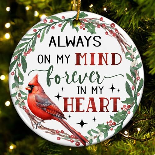 Memorial Ornament with Heartfelt Message - Christmas Red Cardinal Decor