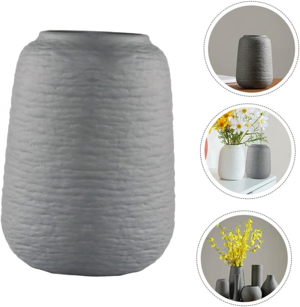 Nordic Style Ribbed Ceramic Flower Vase for Modern Decor