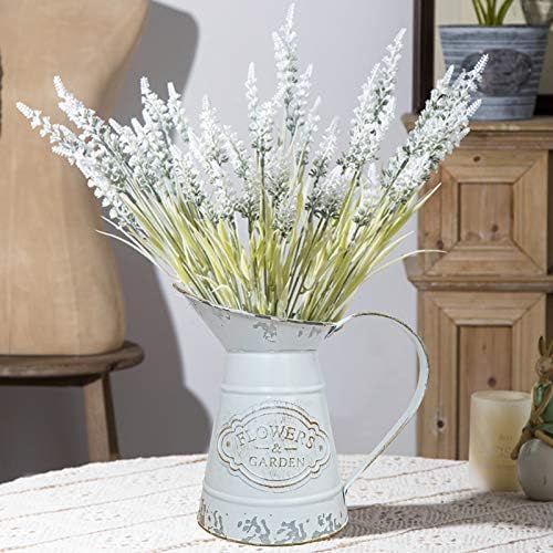 White Rustic Shabby Chic Metal Flower Vase
