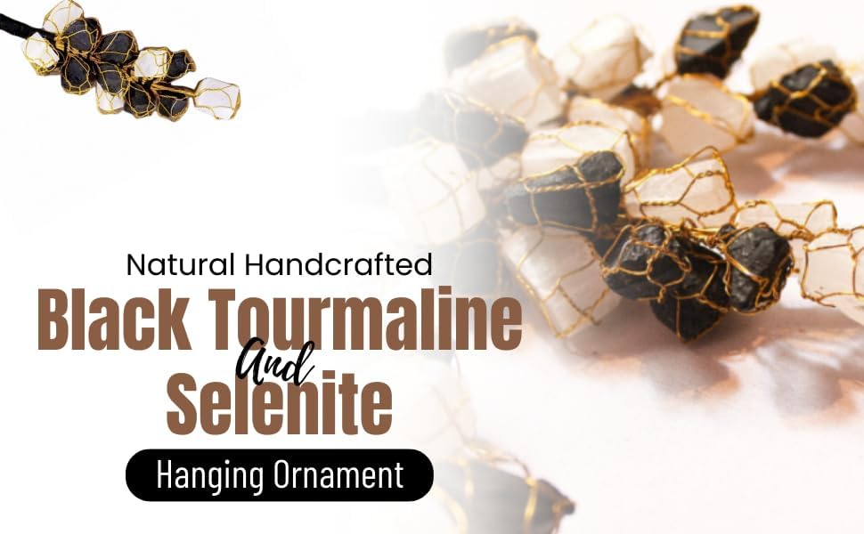 FIRSTRAY Natural Black Tourmaline and Selenite Hanging Ornament