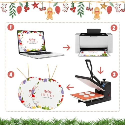 VPJ Sublimation Ornament Blanks - Double Side White Round Porcelain for Heat Press Printing