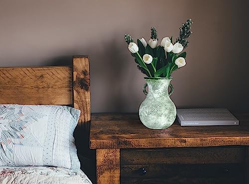 79in Green Glass Vintage Vase with Double Ears
