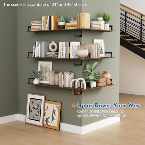 Harwaya Large Floating Shelves Set of 3 Dark Brown