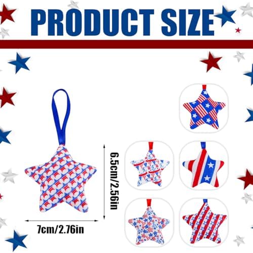 Fabric Stars Hanging Ornament 4th of July Decor