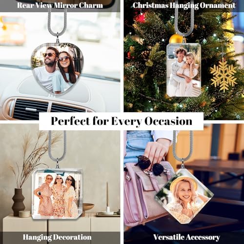 Personalized Crystal Car Rearview Mirror Pendant with Photo