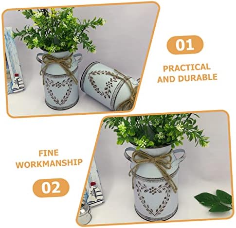 Vintage Metal Bucket Flower Vase for Farmhouse Decor