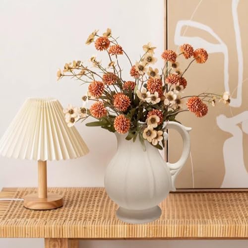 Large Rustic Ceramic Vase with Handle for Home Decor