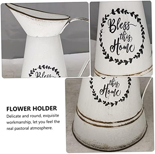 STOBAZA Rustic Vintage White Flowerpot Vase for Home Decor