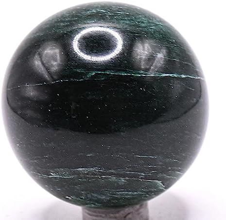 48mm Dark Green Jade Sphere with Stand - India Import