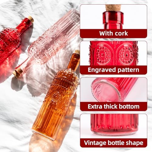 Vintage Decorative Glass Vases Set of 3 with Cork Lid