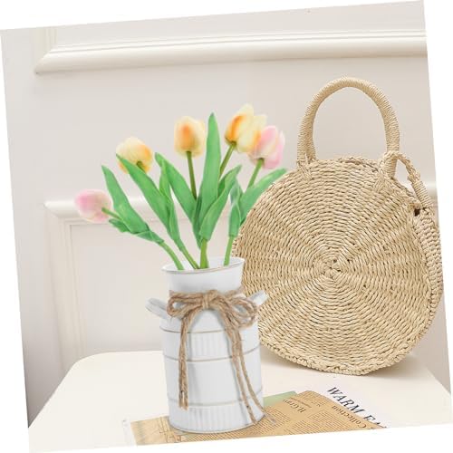 VINTORKY Breast Milk Pitcher Vase Vintage Iron Flower Holder Decorative Metal Vase