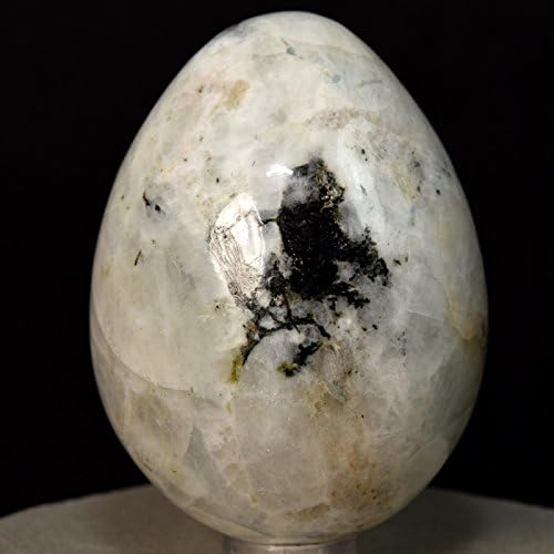 Rainbow Moonstone Egg with Plastic Stand for Indoor Fountain Decor