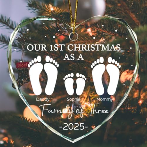 Our First Christmas Family of 4 Footprint Ornament