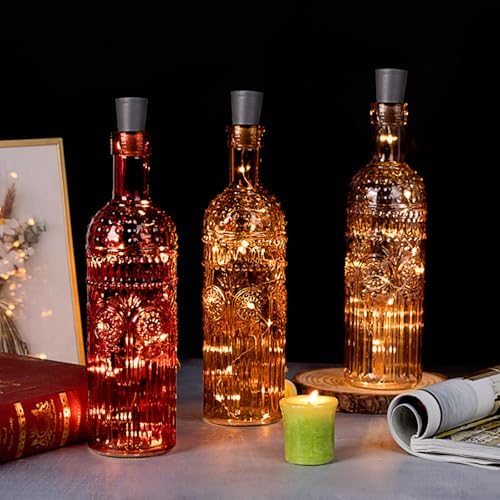 Vintage Decorative Glass Vases Set of 3 with Cork Lid