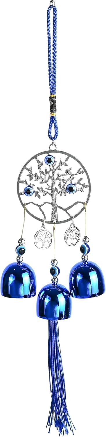 BEZAVO Blue Evil Eye Wall Hanging Decor with 5 Bells
