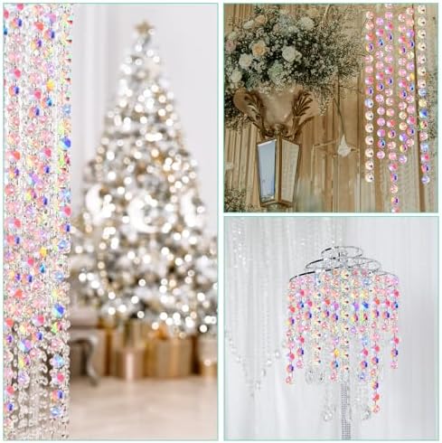33 Ft Clear Acrylic Diamond Bead Garland for Wedding and Holiday Decor