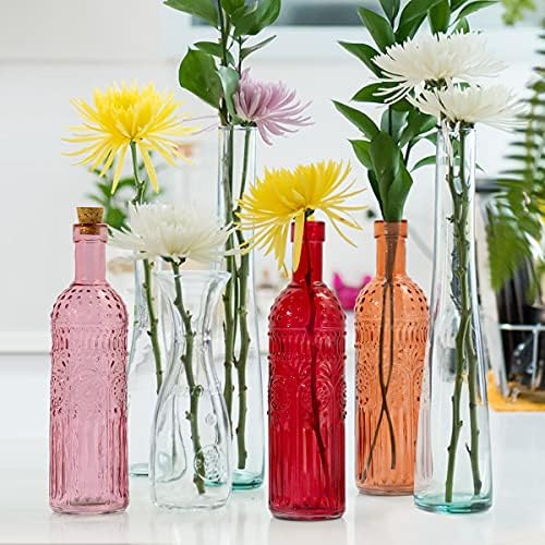 Vintage Decorative Glass Vases Set of 3 with Cork Lid