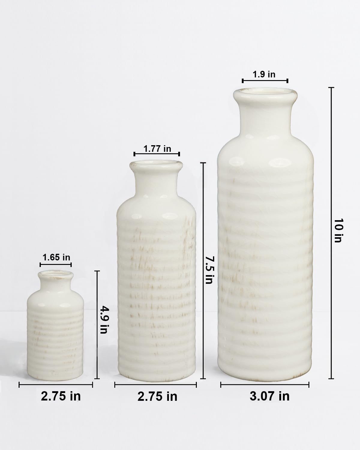 CheeryStow White Ceramic Vase Set of 3