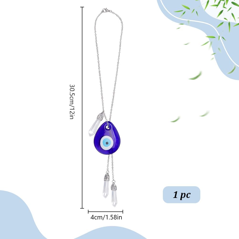 WEBEEDY Evil Eye Car Hanging Ornament Blue Charm with Crystal Column