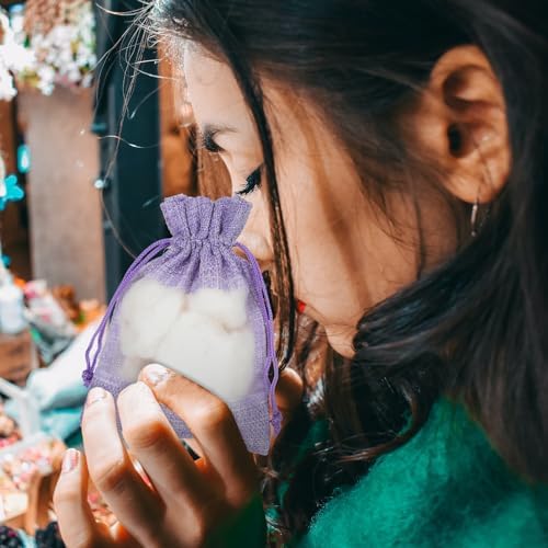 10Pcs Lavender Sachet Bags - Empty Violet Cloth Drawstring Bags for Fragrance and Storage