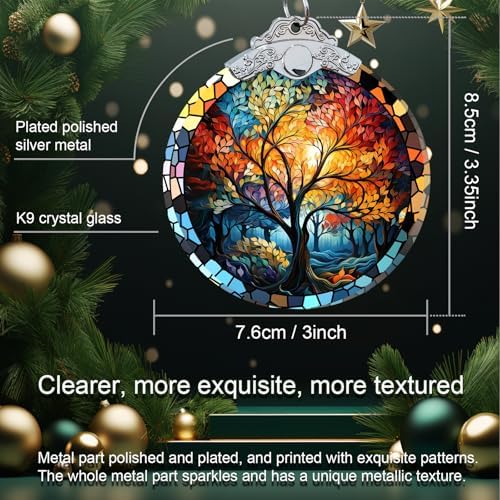 Aestas Tree of Life Crystal Glass Hanging Ornament - Christmas Decor Gift
