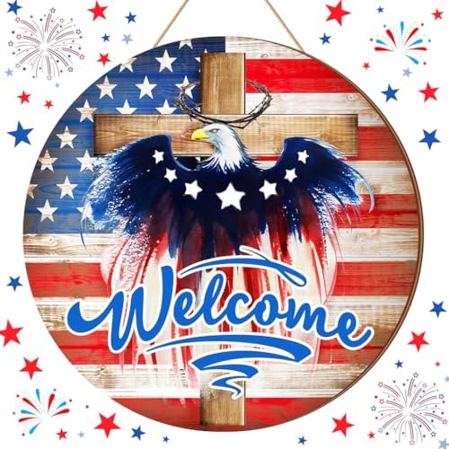 4th of July Patriotic Eagle Wreath Door Decor