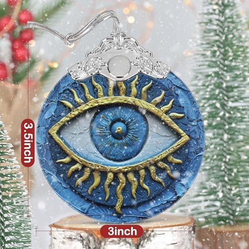 3 Inch Stained Glass Christmas Decoration with Evil Eye