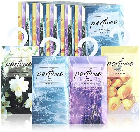 24 Pcs Hanging Closet Deodorizer Scented Sachets with Lavender Jasmine Waves Tulip