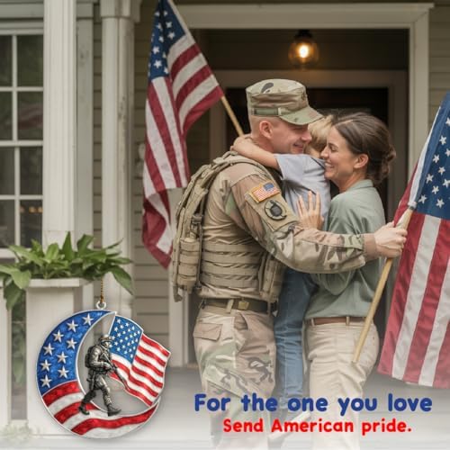 4-Inch Patriotic Soldier Moon Acrylic Hanging Decoration
