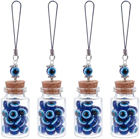 WEBEEDY 4 Pcs Lucky Blue Evil Eye Charm for Car and Home Decoration