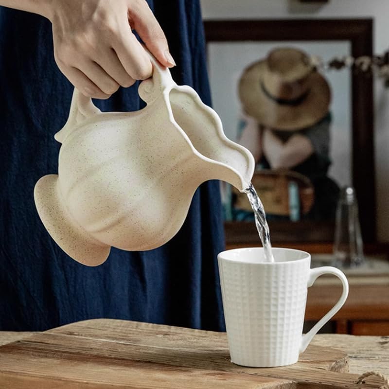 Large Rustic Ceramic Vase with Handle for Home Decor
