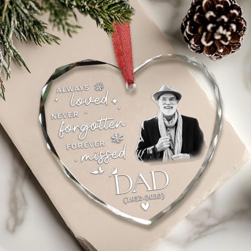 Custom Photo Memorial Christmas Ornament - Mom Loss Dad Memorial Personal Memory Keepsake