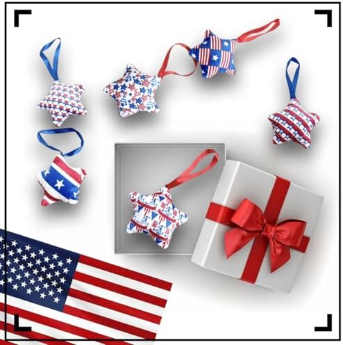 Fabric Stars Hanging Ornament 4th of July Decor