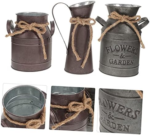 3pcs Retro Iron Flower Bucket Vase Set
