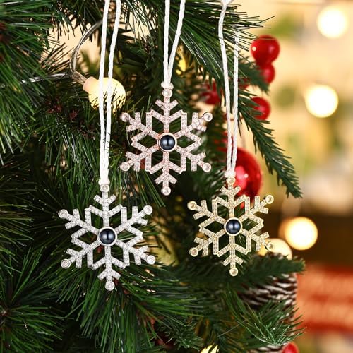 Personalized Christmas Photo Ornament with Custom Snowflake Design