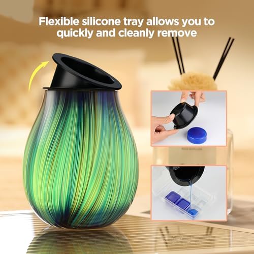 Inrorans Electric Wax Melt Burner with Timer and 7 LED Color Changing Art Glass Night Light