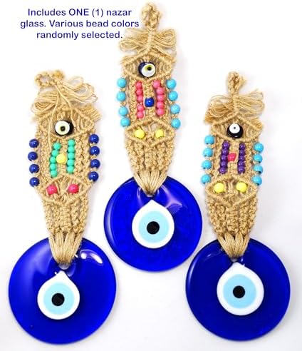 Balgin Evil Eye Wall Decor 11 Inch Tall Blue Glass Hanging Ornament