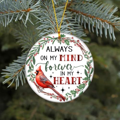 Memorial Ornament with Heartfelt Message - Christmas Red Cardinal Decor