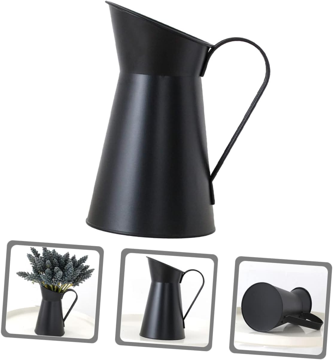 Vintage Iron Vase with Matte Finish Rustic Design