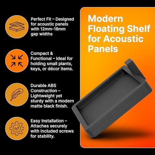 SplashNColor Small Floating Shelf for Acoustic Panels - Black