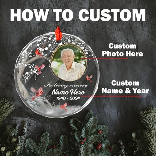 Personalized Crystal Ornament with Photo for Lost Loved One