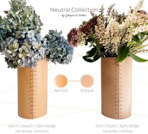 Wrapped Genuine Leather Vase - Boho Style 8 Inch